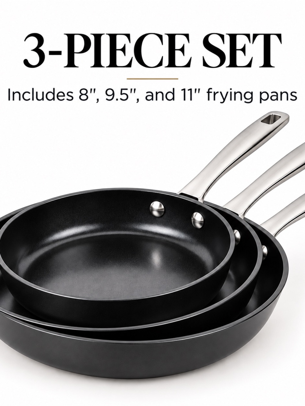 NEW Alva Maestro 3-Pc Ceramic Frying Pan Set